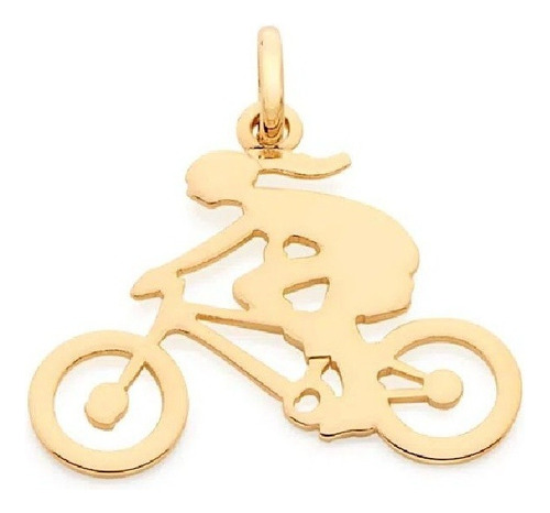 Pingente Menina Ciclista E Bicicleta Rommanel 542070 Deb Cor Dourado