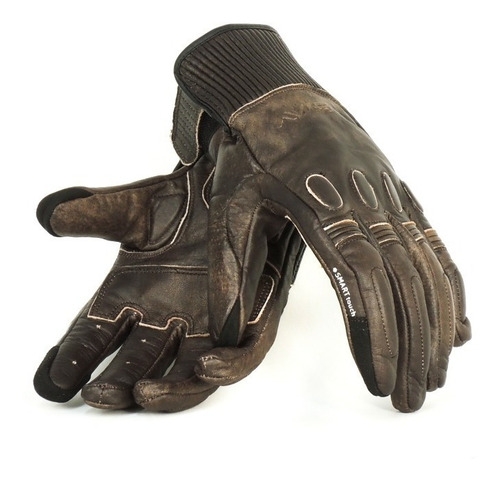 Guantes Moto Cuero Marron Engrasado Stav Motoscba