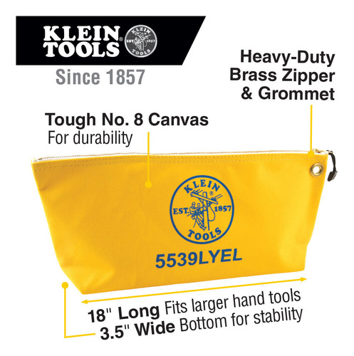 Klein Tools 5539lyel Zipper Bag, Large Canvas Tool Pouch Yyn