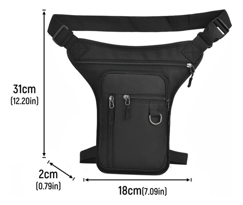 Muslo Drop Leg Bag Cierre De Cremallera Para Negro