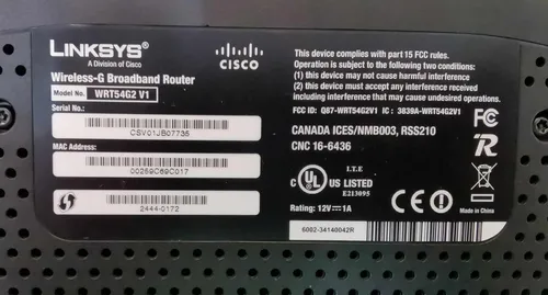 Router Wireless Wifi Linksys By Cisco Modelo Wrt54g2 Negro (Usado)