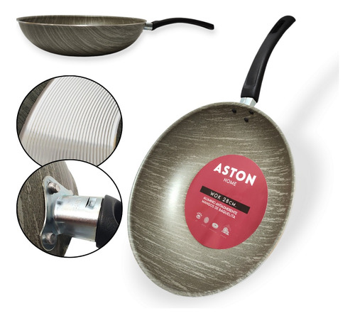 Wok Antiadherente Aston Home 28 Cm Sarten Dolli Irigoyen