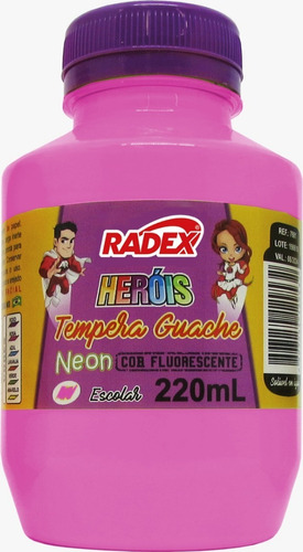 Tinta Guache 220ml Neon Radex Cor Rosa Neon