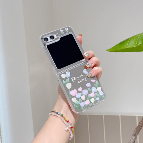Funda De Teléfono Con Espejo Chapado En Plata De Flor De Tu