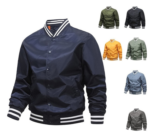 Hombre Moda Chaqueta Béisbol Uniforme Aviador Chaqueta