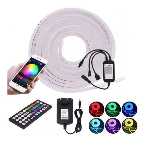 Kit X 5mts Completo Manguera Luces Led Rgb Neón Bluetooth