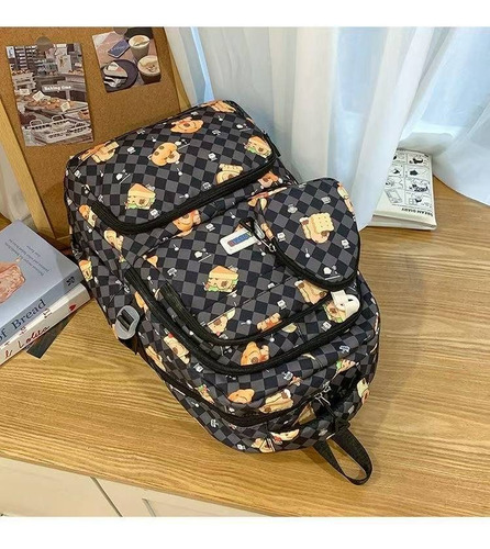 Nueva Mochila Para Estudiantes De Gran Capacidad, Bolsa De Viaje Con Estampado De Capibara De Dibujos Animados, Mochila Para Computadora Portátil. Negro Nylon