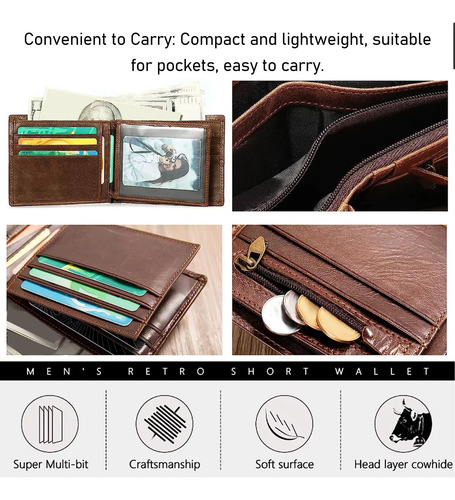Cartera Para Hombre Lletera Para Hombre Piel Con Rifd