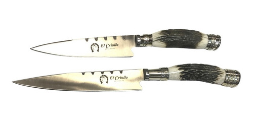 Imagen 3 de 5 de Cuchillo El Criollo Hoja 17cm Inox. 440 Cabo Hueso Con Vaina