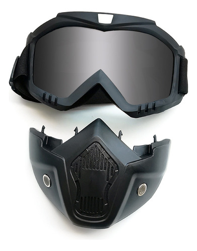 Antiparras Retro Para Moto, Marco Negro, Pieza Gris