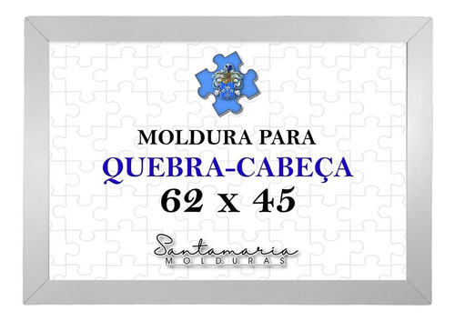 Moldura 62x45 P/ Quebra Cabeça Grow 1000 Peças Puzzle Branco