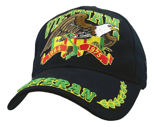 Gorra Perfil Bajo Vietnam Veteran Eagle, Negra, Ajustable