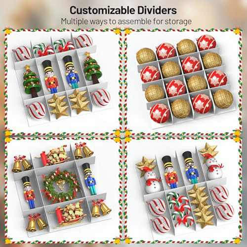 Organizador De Adornos Navideños 128 Piezas Con Divisores Aj
