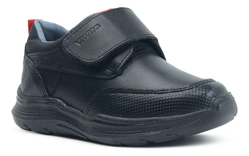 Zapato Niño Escolar Piel Negro Vavito Velcro Antiderrapante