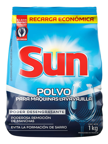 Polvo Sun Lavavajillas X 1 Kg Remueve Sarro Y Manchas 