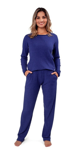 Pijama Feminino Longo De Inverno Canelado Podiun 225113