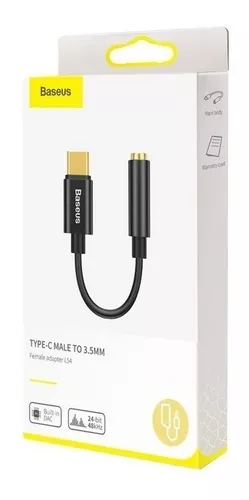 Comprá Adaptador Baseus L54 USB-C a Jack 3.5 mm- Negro (CATL54-01