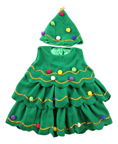 Aplicable A Vestido De Árbol De Navidad A Rayas Para Niñas,