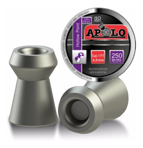 Imagen 2 de 10 de Balines Apolo Hollow Point 4.5 X250u Punta Hueca Caza - Swat