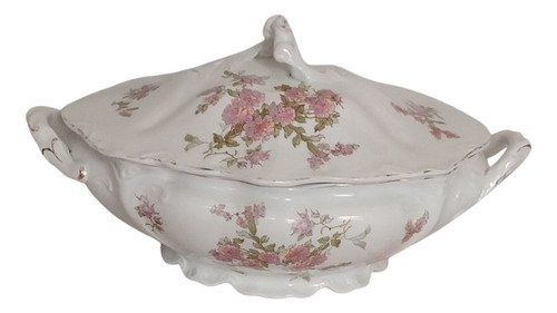 Antigua Sopera Guisera De Porcelana Inglesa Con Flores Bella