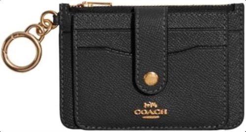 Estuche Tarjetas Con Accesorio Cuero Grano Cruzado Coach