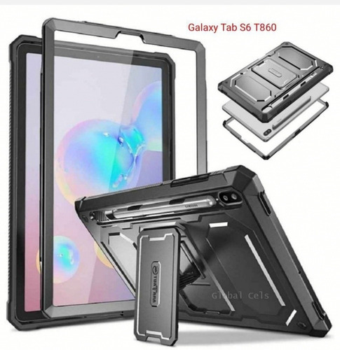 Imagen 1 de 6 de Funda Militar Galaxy Tab S6 T860 Recio 2019 10.5 C/ Parador 