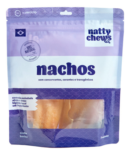 Petisco Para Cachorro Gourmet Nachos Natty Chews - Bovino 3 un