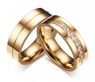 Aros De Boda Oro 18k Y Plata Amor Mujer Anillos Matrimonio