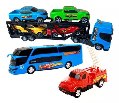 Carreta de Brinquedo Polícia c/ Carrinhos em ação Infantil - Shop Macrozao