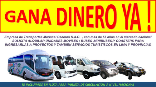 Empresa Necesita Buses Coasters Combis Vans Y Camionetas