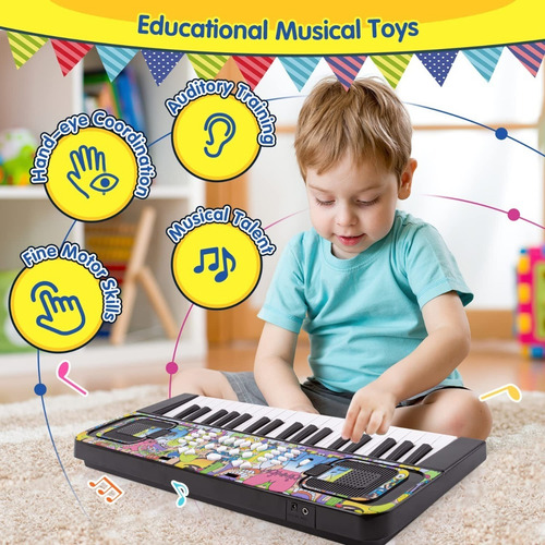 Imagen 4 de 7 de Teclado Electrónico Para Niños, 37 Teclas Con Micrófono