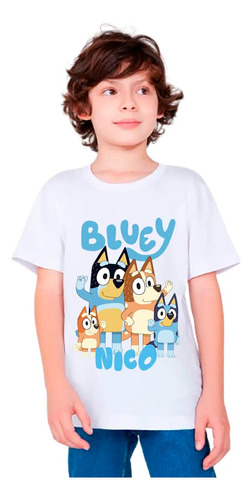 Playera Bluey Para Niños Personalizada Con Tu Nombre Bluey