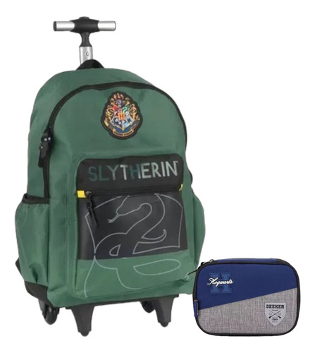 Mochila Juvenil Menino Harry Potter Trolley Rodinha G Estojo