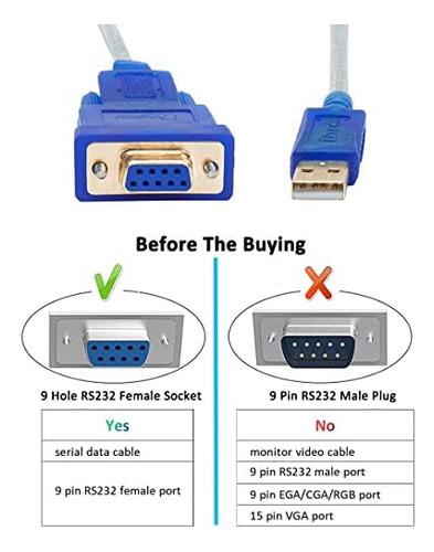 Dtech Cable Adaptador Usb A Serie Hembra De 3 Pies Db9 Rs232