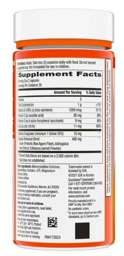 Inmunidad & Digestión Con Mezclas Botánicas 50 Caps Sabor Sin sabor