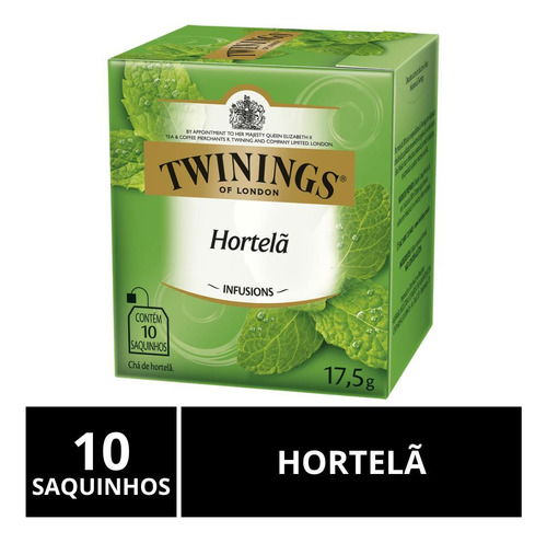 Chá Twinings, Caixa Com 10 Saquinhos, Hortelã