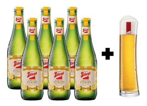 6 Pack De Cervezas Austriacas Stiegl Radler 330 Ml + Vaso