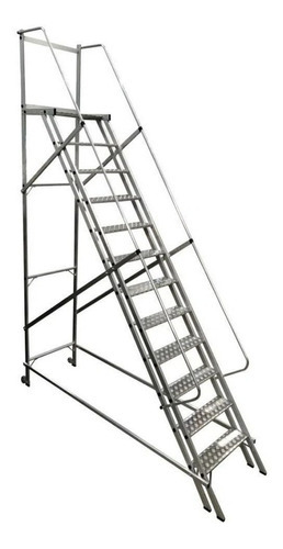 Escada Alumínio 11dg+plat Corrimão Duplo Plat3000 Escaleve