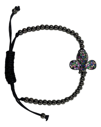 Pulsera Abejorro Chapa De Rodio Ilan Negro Dama 43096 - S024