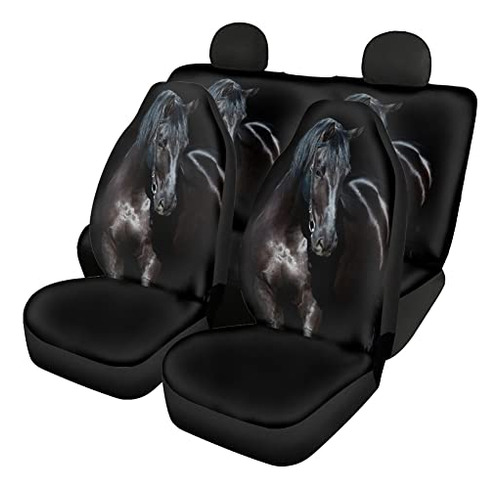 Freewander Animal Black Horse Pattern Universal Car Seat Cov