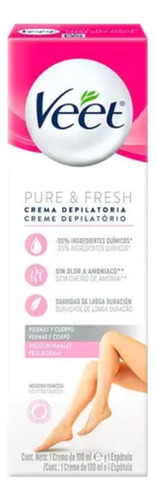 Crema Depilatoria Veet Pure & Fresh Pieles Normales Pack X4 Normal