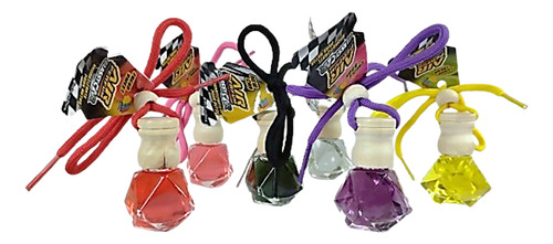 Aromatizante Colgante Air Perfum Glassy Car Pote X48 Un. Multicolor Chicle Boom - Fresa Sweet - Invict - Lemon Fresh - New Car - Vainilla Pride