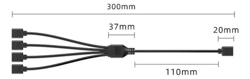 Cabo Splitter Rgb 12v 4 Pinos Adaptador Led Fan Rgb 4 Portas