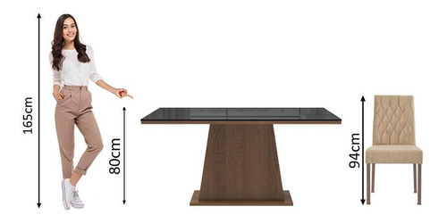 Juego de Comedor com Mesa y 6 Sillas Madesa Stéfani Color Marrón/Negro