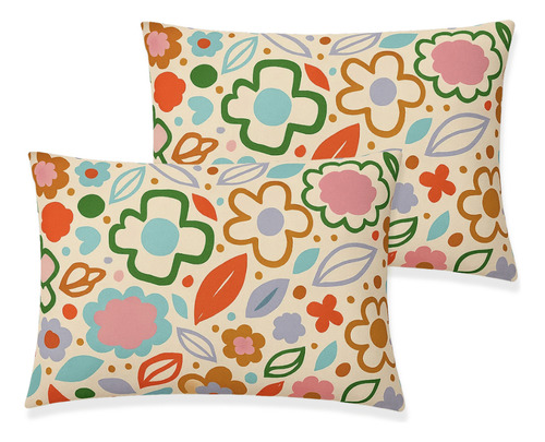 2 Fundas Para Almohada Standar De Algodón Estampada Calidad Flores Estampado
