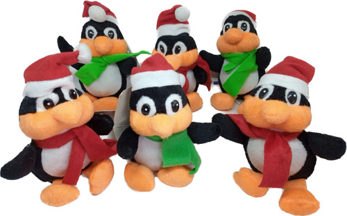 Pinguinos De Peluche X 6 Unidades Con Gorro Y Bufanda 15 Cms