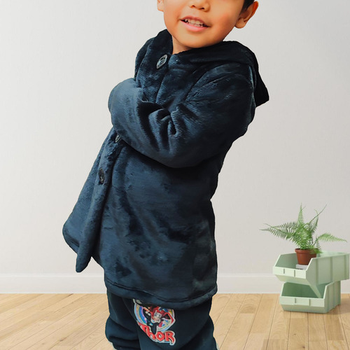 Abrigo Polar Con Gorro Niño Niña