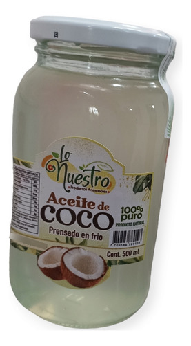 Aceite De Coco Prensado En Frio 500ml - mL a $132