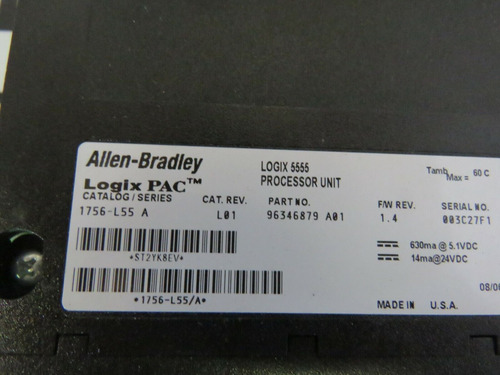Allen Bradley 1756 Rack W/ (3) 1756-l63 Ser B (1) 1756-l Ssk