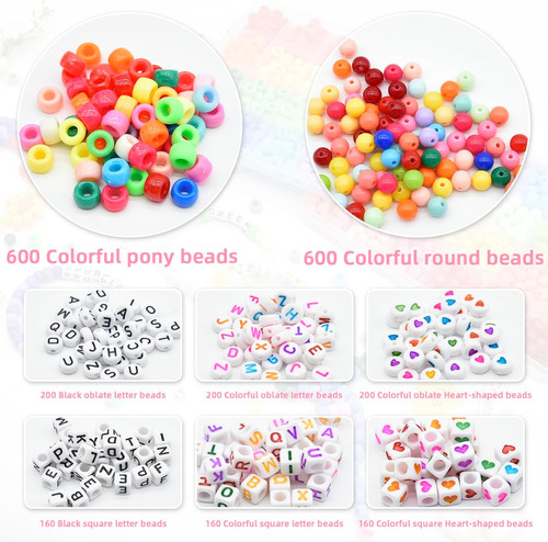 Perlas De Arco Iris Hacer Pulseras Kit, 48 Colores, Per...
